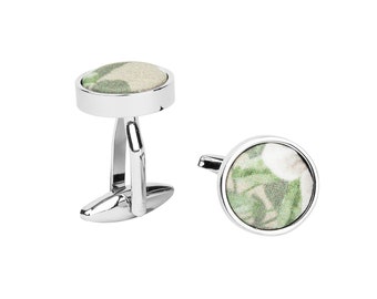 Boutons de manchette pivoines vert sauge, cadeaux pour homme, boutons de manchette mariage pivoine blanche, idée cadeau, collection Rima