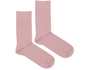 Pink mens dress socks / Dusty pink men casual cotton socks, solid formal adult crew socks, wedding groom groomsmen gift, colorful socks