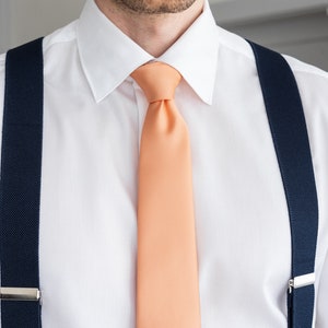 Pfirsichfarbene Krawatte für Männer, elegante Hochzeitskrawatte für Bräutigam und Trauzeugen, orangefarbene Krawatte, korallenrote Krawatten für Männer, Peach Fuzz-Kollektion Bild 6