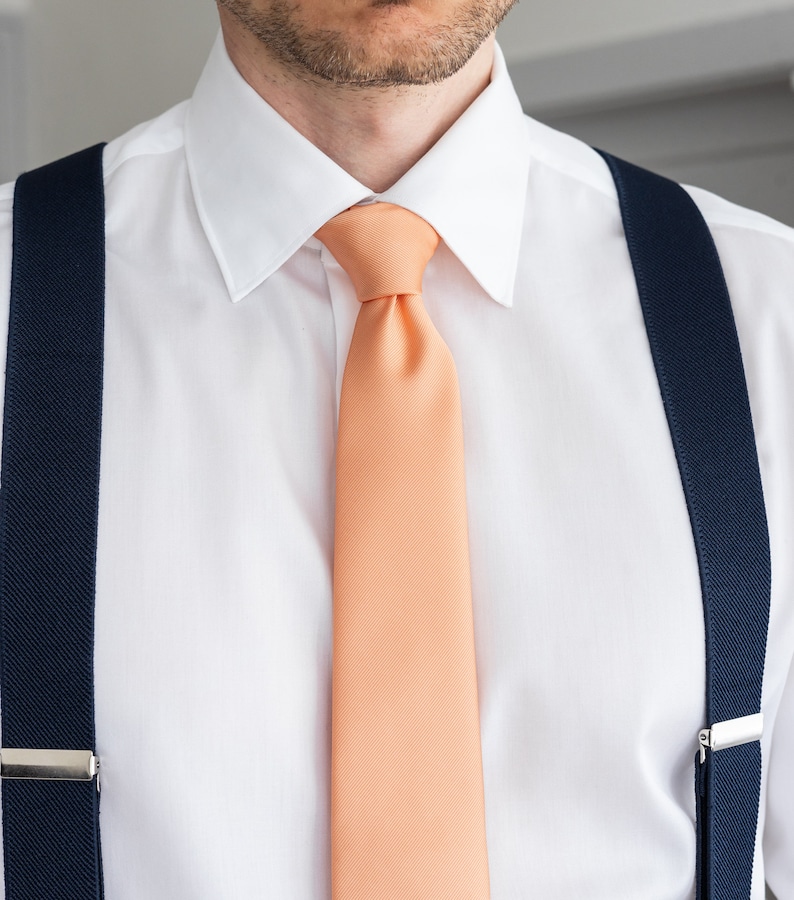 Pfirsichfarbene Krawatte für Männer, elegante Hochzeitskrawatte für Bräutigam und Trauzeugen, orangefarbene Krawatte, korallenrote Krawatten für Männer, Peach Fuzz-Kollektion Bild 6