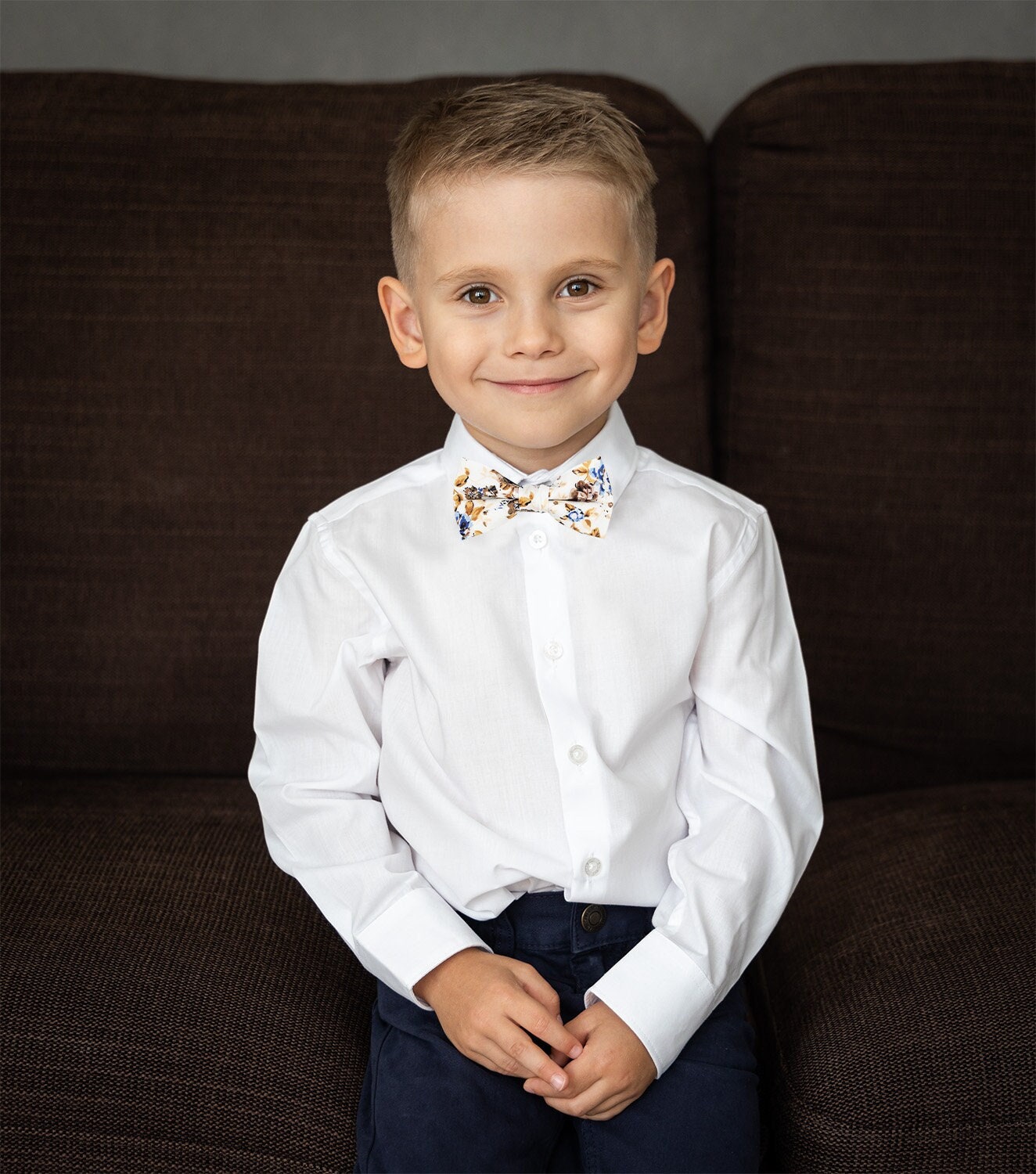 White Brown Floral Kids Bow Tie Boys Bow Ties Ring Bearer Wedding Outfit Baby Toddler Bow Tie Infant Children Bow Tie Luca Collection Etsy Canada