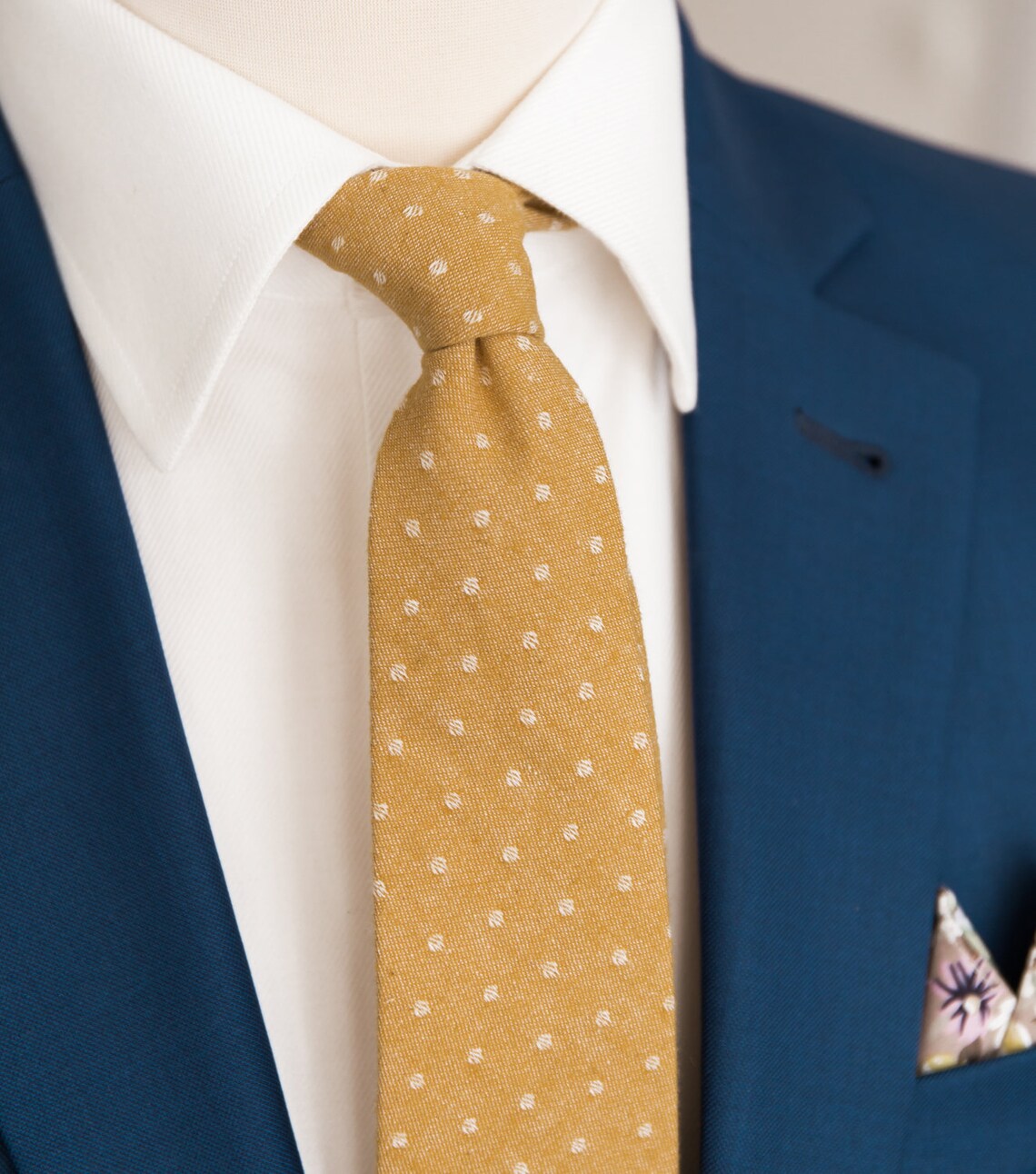 Yellow mustard dots tie for men gold wedding necktie for Etsy