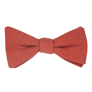 Burnt orange pre-tied bow tie for men, fall autumn rust wedding cotton bow ties for groom and groomsmen, Rusty collection