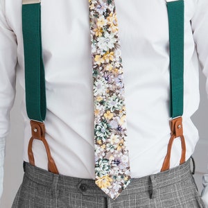 Green suspenders, men's button loop suspenders, clip braces, Wedding suspenders for groom and groomsmen, Hawaii wedding image 2