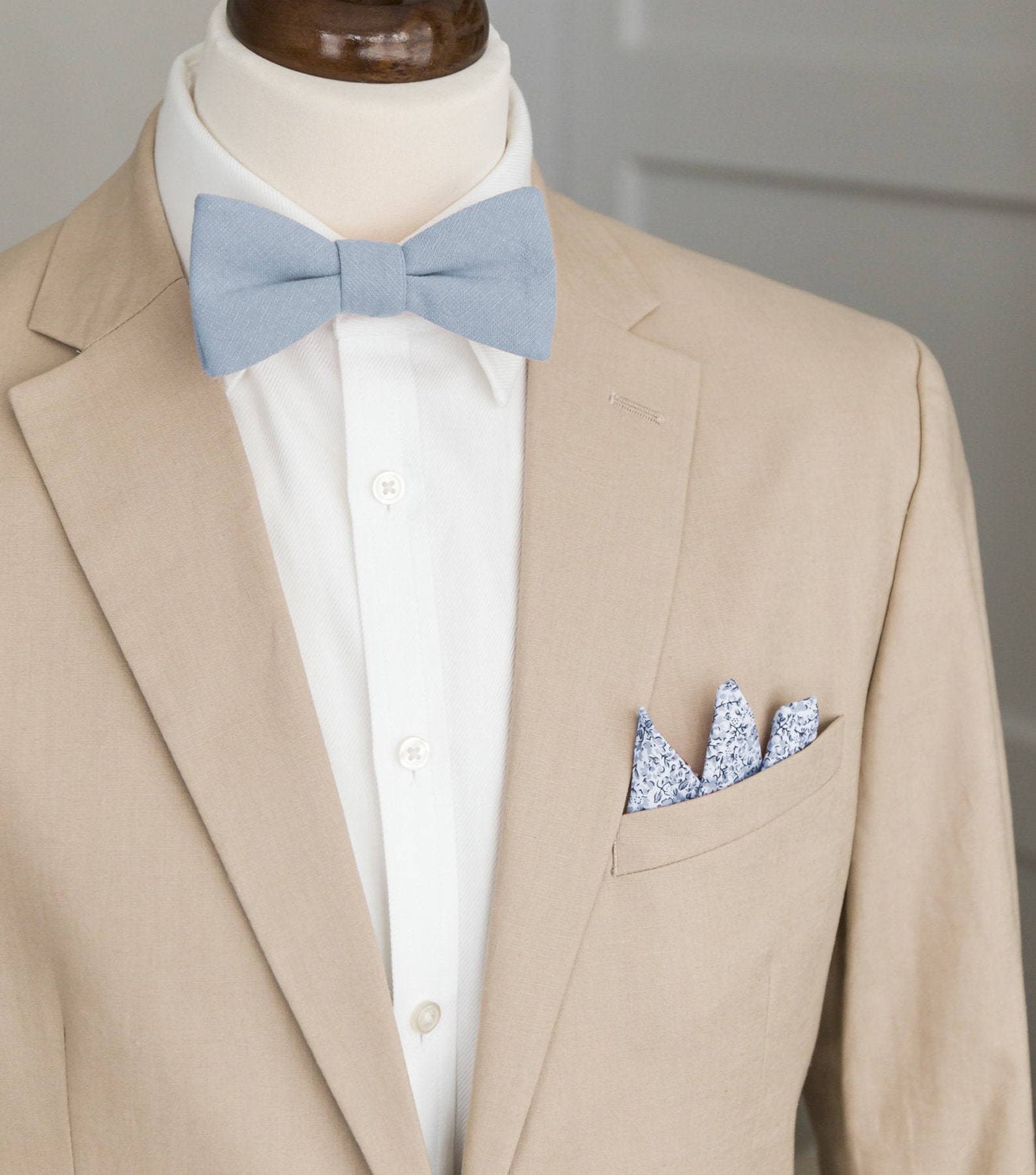 Solid Dusty Blue Bow Tie for Men Selftie Cotton Bow Tie Etsy UK