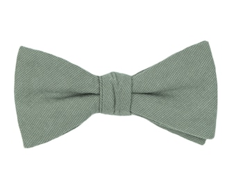 Solid sage green pre-tied bow tie for men, forest wedding cotton bow ties for groom and groomsmen, eucalyptus weddings