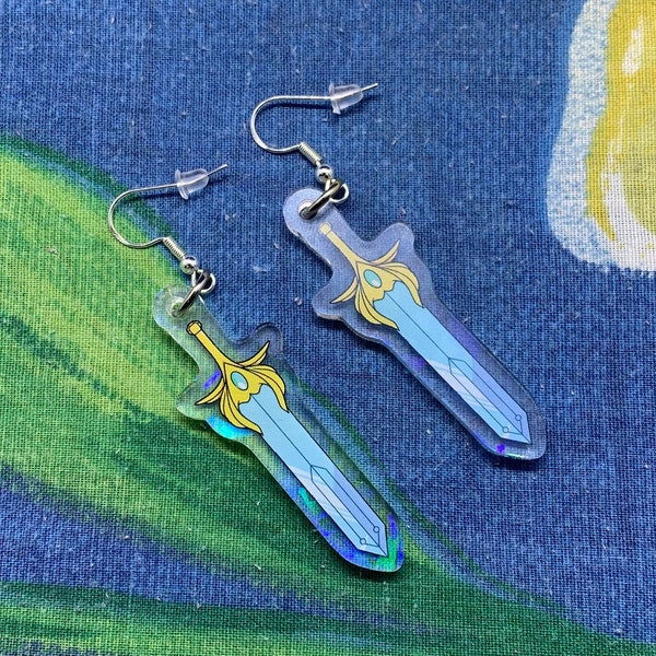 She-Ra Old Sword Holographic Double Sided Earrings | 2 Inch Earrings