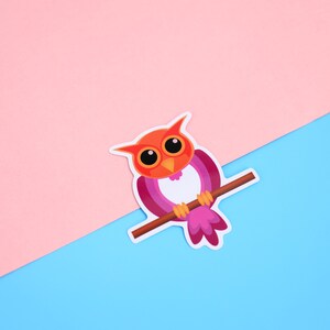 Etiqueta engomada del vinilo del orgullo lésbico de Homosexuowl / etiqueta engomada del vinilo de 3 pulgadas / The Homosexuowls / LGBTQ+