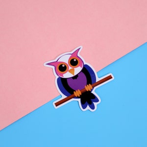 Homoseksuele uil Genderfluid trots vinyl sticker | 3-inch vinylsticker | De homoseksuele uilen | LGBTQ+