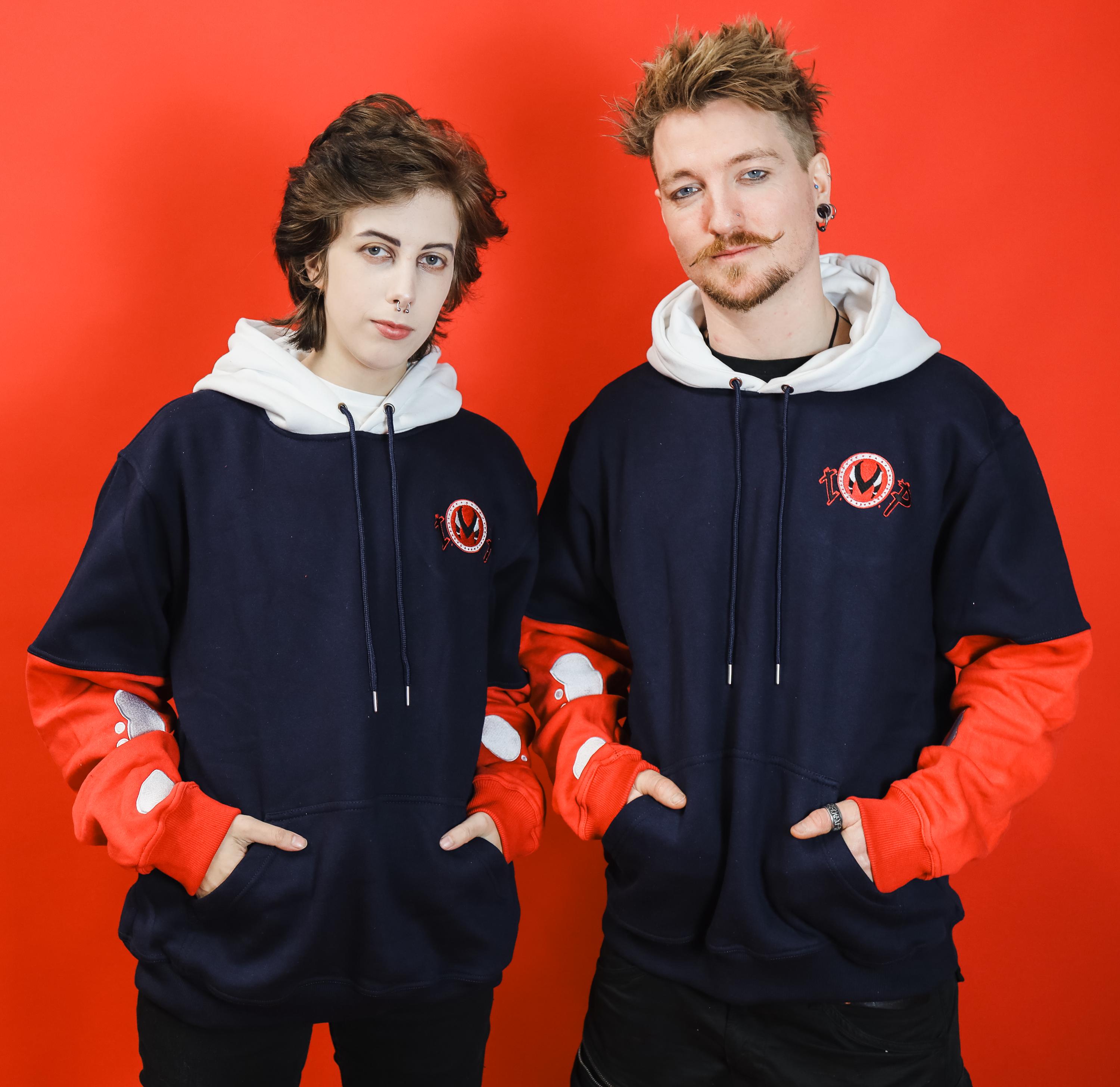 Helluva Boss Moxxie Plush Horned Hoodie With IMP Logo | Soft Pull