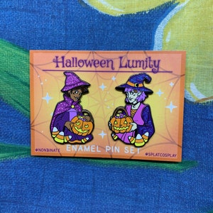 Owl House Amity + Luz Halloween 2 Enamel Pin Set | 2 Inch Hard Enamel Pin