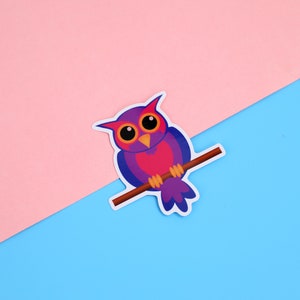 Pegatina de vinilo del orgullo bisexual Homosexuowl / pegatina de vinilo de 3 pulgadas / The Homosexuowls / LGBTQ+
