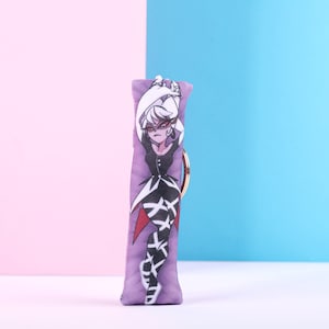 Hazbin Hotel Carmilla Carmine Mini Dakimakura Keychain |  11x3cm Two Way Tricot Daki Keychain Body Pillow