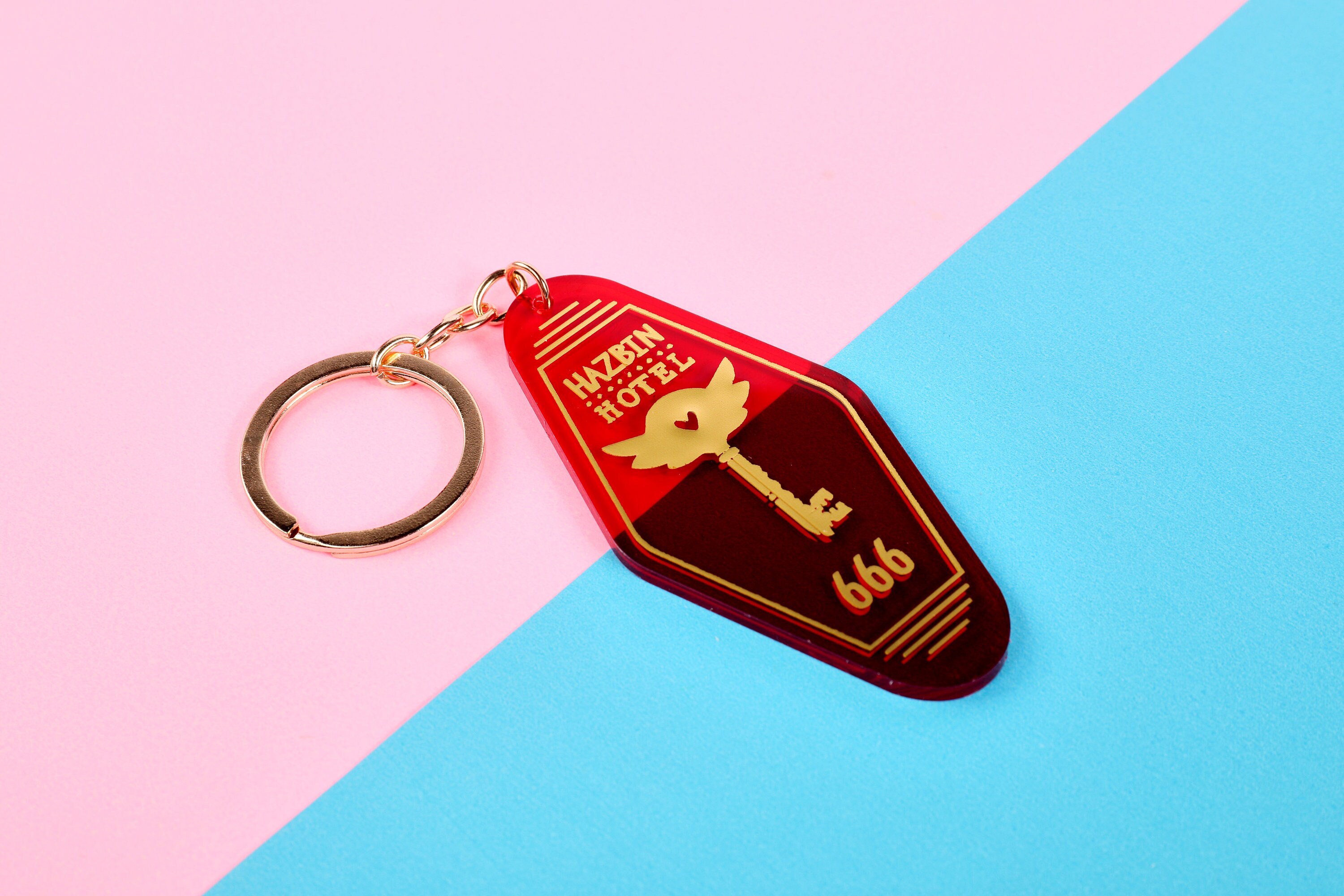 Hazbin Hotel Room Tag Double Sided Keychain | 3 Inch Gold Foil