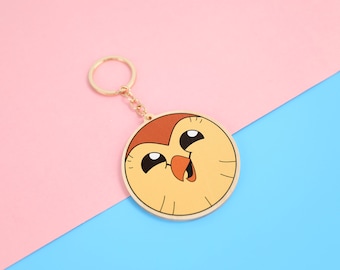 Happy Hooty Owl House Wooden Keychain |  3 Inch Wooden Keychain