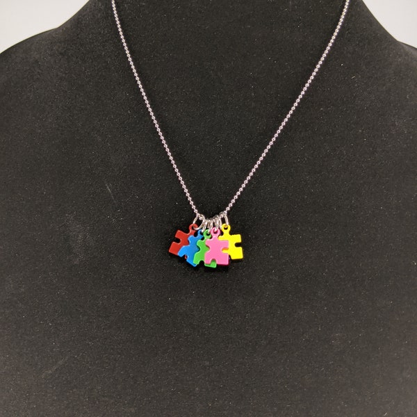 Autism Awareness Puzzle Charm Necklace STAINLESS