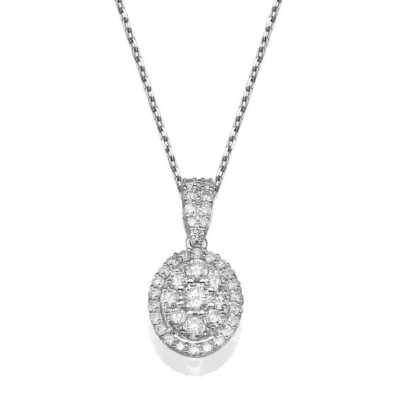 Diamond Pendant Necklace Round Cut Diamond Pendant Diamond | Etsy
