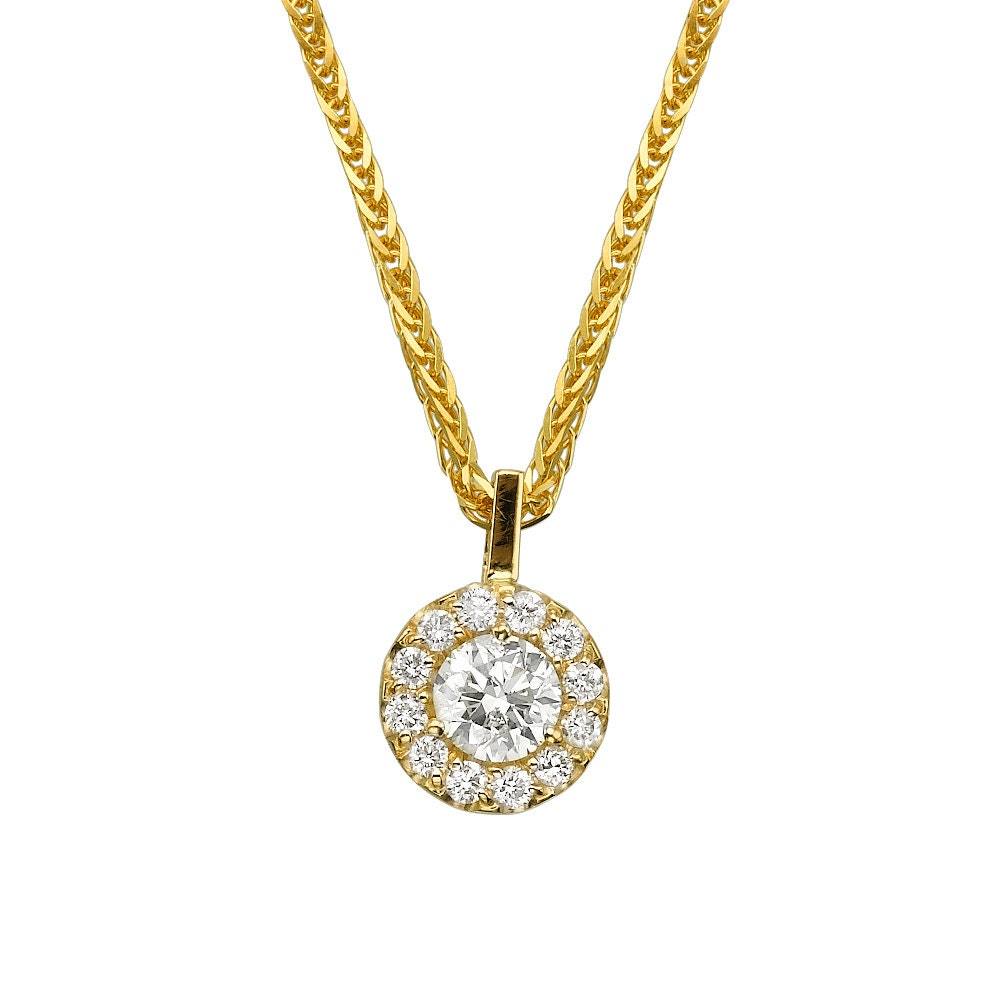 Diamond Necklace for Women Pendant Round Cut Diamond 0.28CT G | Etsy