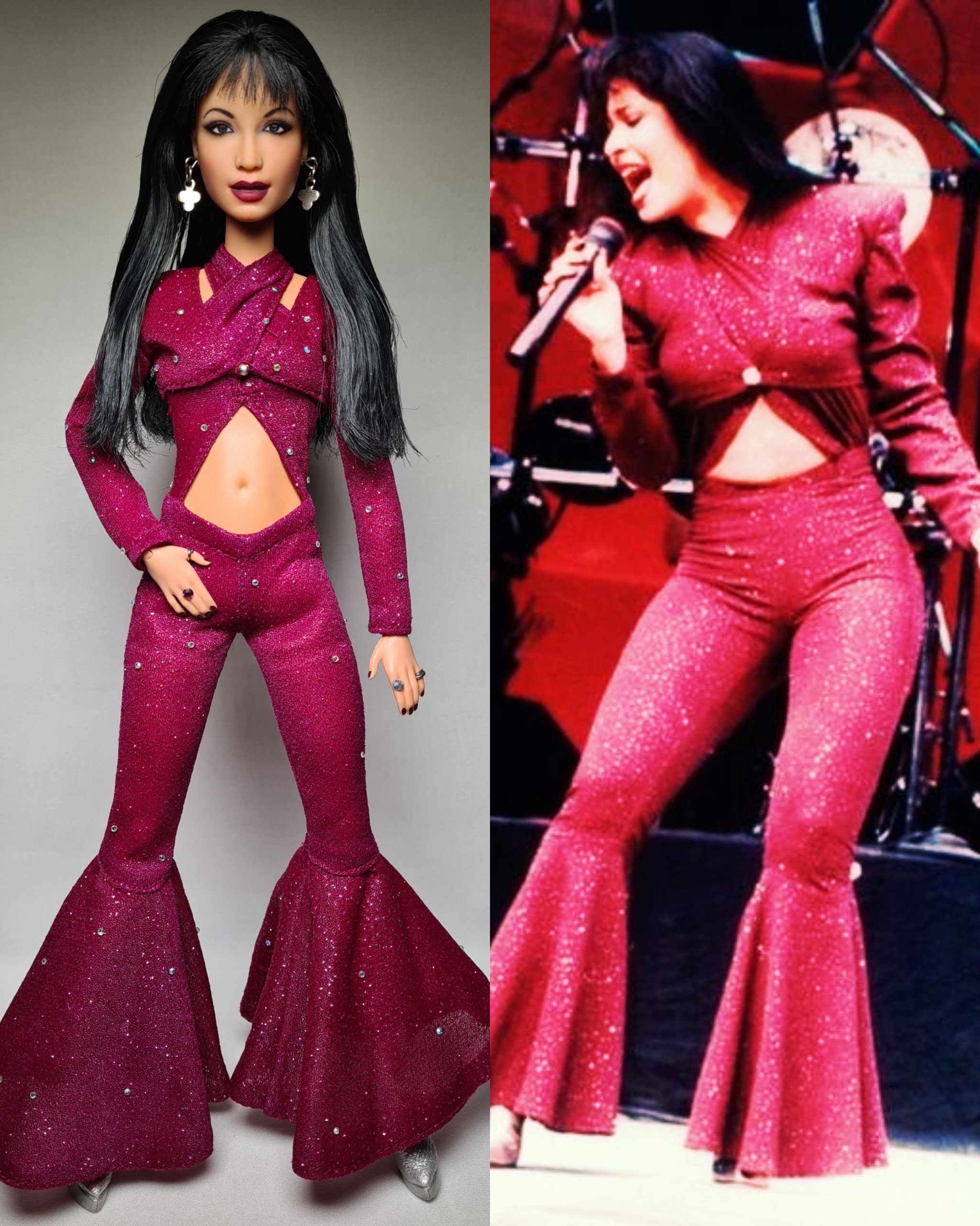 Lifelike Selena Repainted Barbie Doll With Handmade Fabric Costume