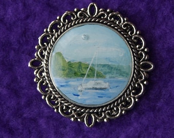 Miniature Painting - A Boat on Lake Windermere