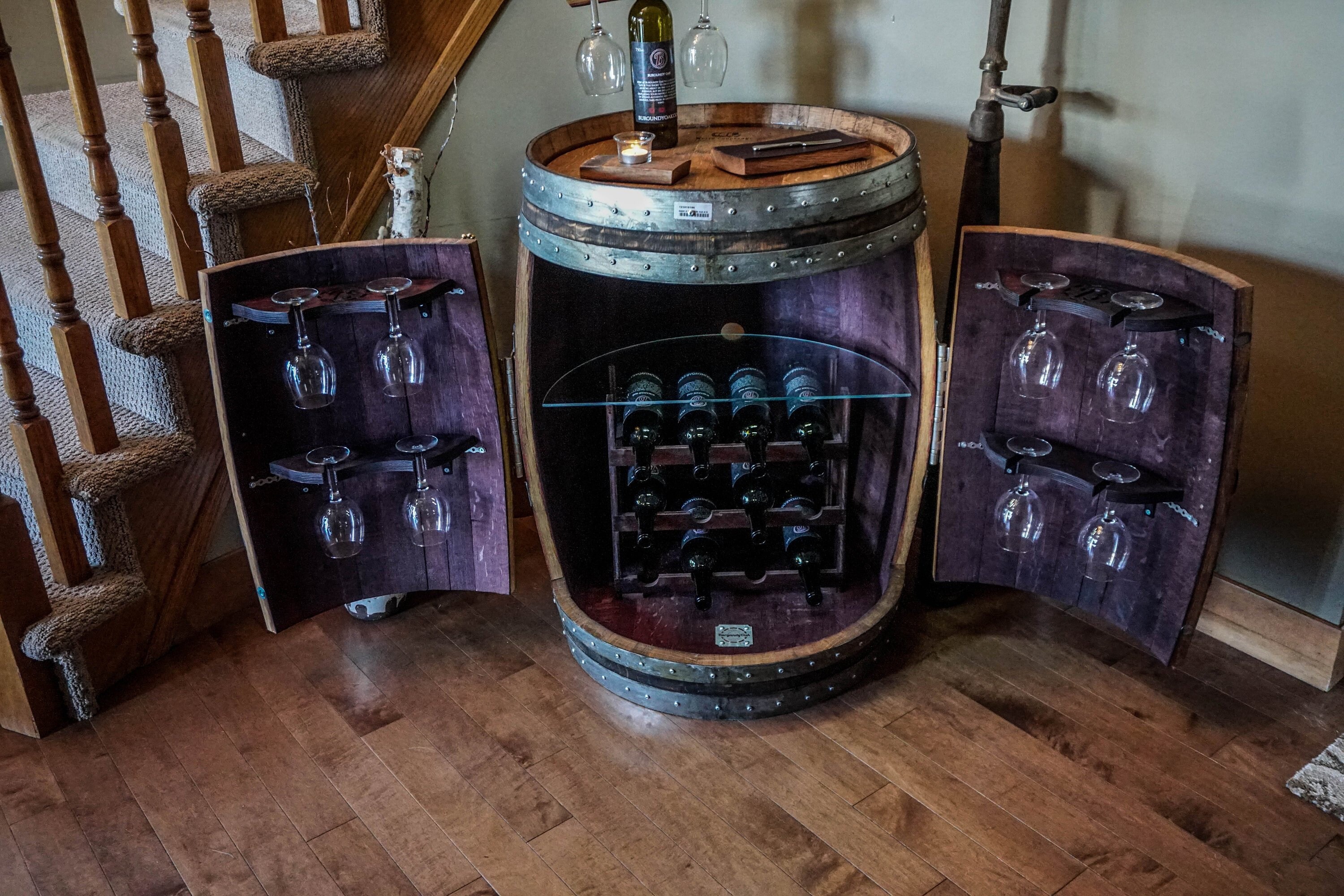 Wine Barrel Liquor Cabinet Farmhouse Decor Handmade Etsy