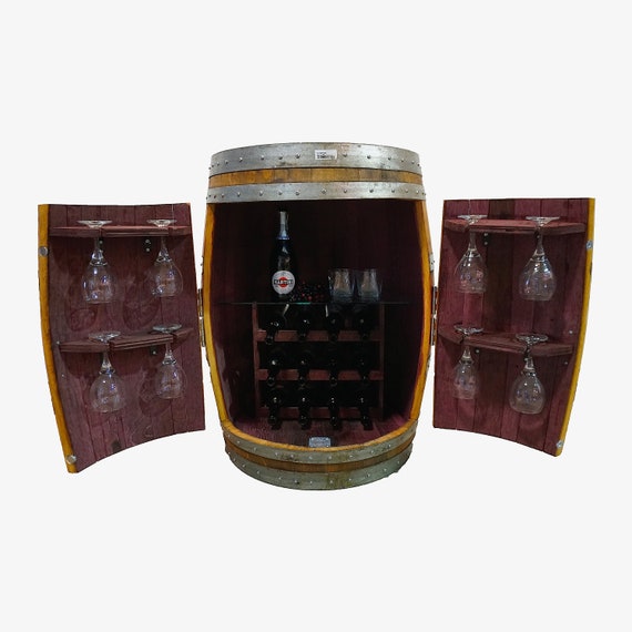 Wine Barrel Liquor Cabinet Farmhouse Decor Handmade Etsy