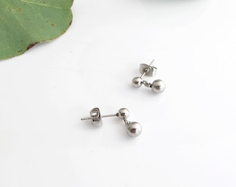 Ball earrings, stud earrings, stainless steel earrings, minimalist earrings, surgical steel earrings, hypoallergenic earrings, a gift