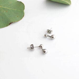 Ball earrings, stud earrings, stainless steel earrings, minimalist earrings, surgical steel earrings, hypoallergenic earrings, a gift