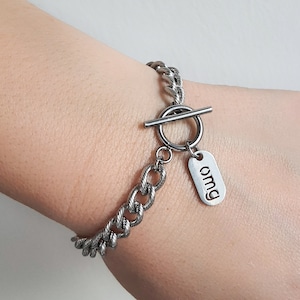 Chunky chain bracelet, OMG charm bracelet, chain bracelet, geometric bracelet, surgical steel bracelet