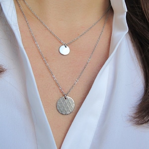 Discs necklace, multi strand necklace, layered necklace, multi strand stainless steel necklace, 316L, dainty chain necklace, a gift,