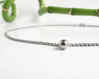 Chain choker, stainless steel choker, ball charm,stainless steel necklace,316l, dainty chain , minimalist jewelry, hypoallergenic, a gift,