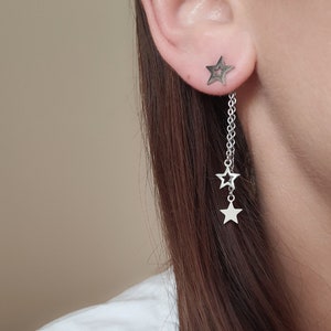 Star earrings, Surgical steel earrings, Drop earrings, Star stud earrings