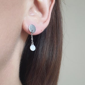 Disc earrings, drop earrings, double sided earrings,  surgical steel earrings, stainless steel earrings, a gift