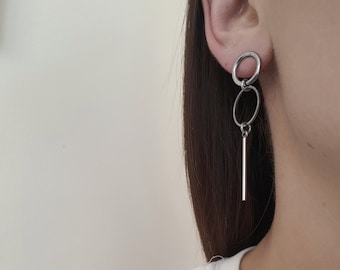 Mismatched  earrings, geometric earrings, circle earrings,  stainless steel earrings, surgical steel earrings, a gift