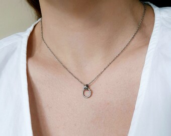 Cirkel ketting, chirurgische stalen ketting, ketting ketting, gelaagde ketting, minimalistische ketting, gelaagde ketting