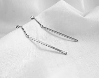 Line earrings, tube earrings, geometric earrings, statements earrings, surgical steel earrings