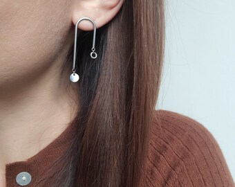 Arc earrings, disc earrings, geometric earrings, statements earrings, surgical steel earrings