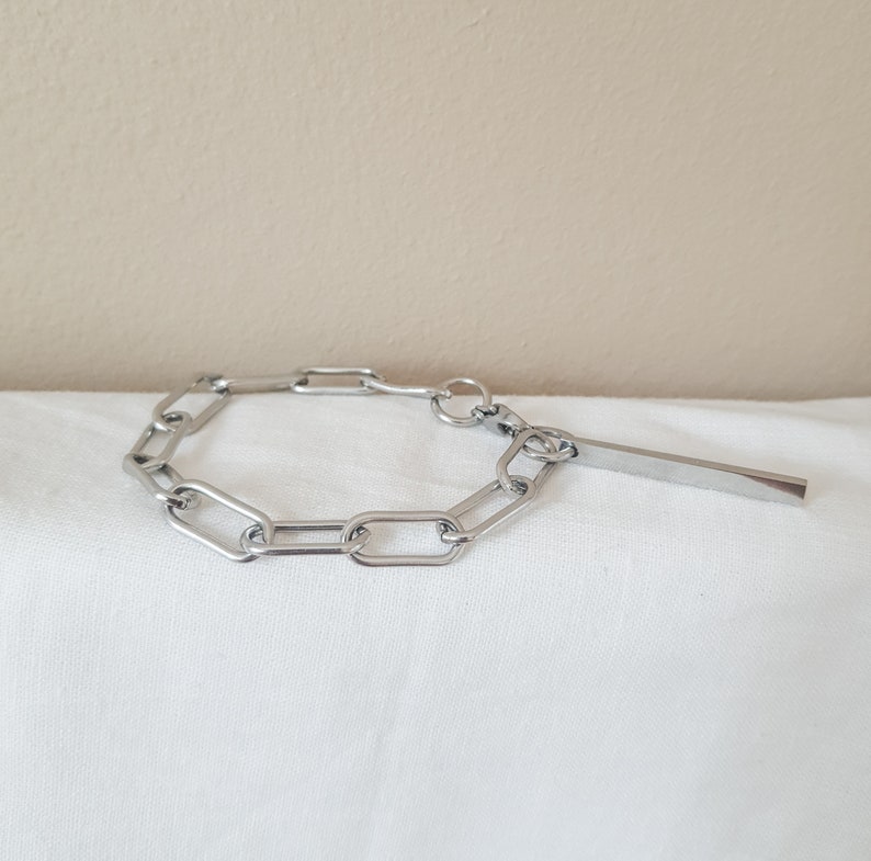 Bracelet chaîne avec barre, bracelet en acier chirurgical pour peaux sensibles, bracelet chaîne volumineux, bracelet unisexe image 6