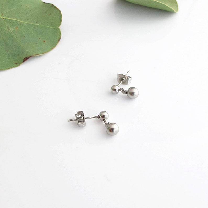 Stainless Steel Ball Earrings Stud Earrings Minimalist Etsy
