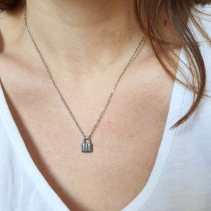 Padlock necklace, lock necklace, surgical steel necklace, dainty necklace, layered necklace, stainless steel necklace, layering necklace