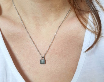 Padlock necklace, lock necklace, surgical steel necklace, dainty necklace, layered necklace, stainless steel necklace, layering necklace