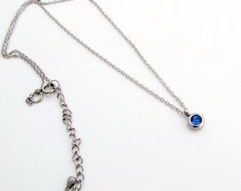 Blaue Halskette, chirurgische Stahl Halsband, blaue Kristall Halskette, 316L, zierliche Kette Halskette, minimalistischen Schmuck, Charme Halsband, ein Geschenk,