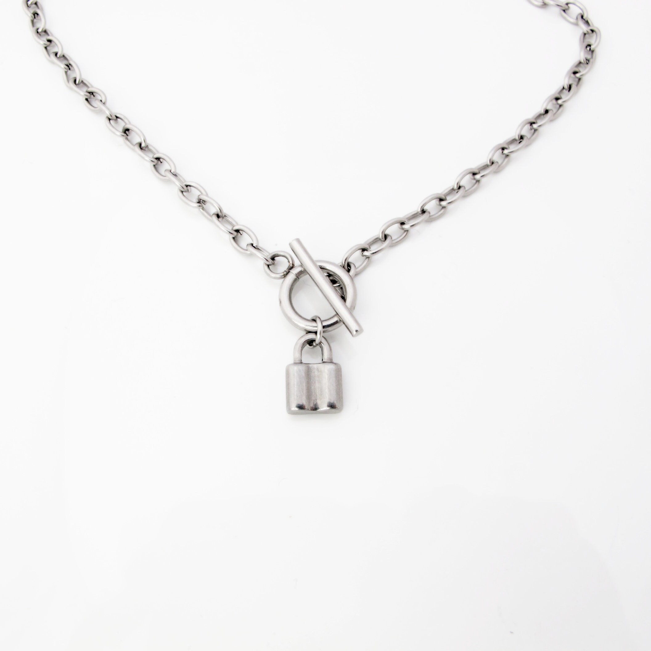 Padlock Choker Chain Choker Padlock Charm Stainless Steel Etsy