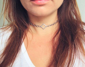 BLACK FRIDAY Chain choker, rhombus choker, stainless steel choker, thick chain choker, minimalist jewelry, a gift,