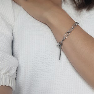 Bracelet chaîne avec barre, bracelet en acier chirurgical pour peaux sensibles, bracelet chaîne volumineux, bracelet unisexe image 2