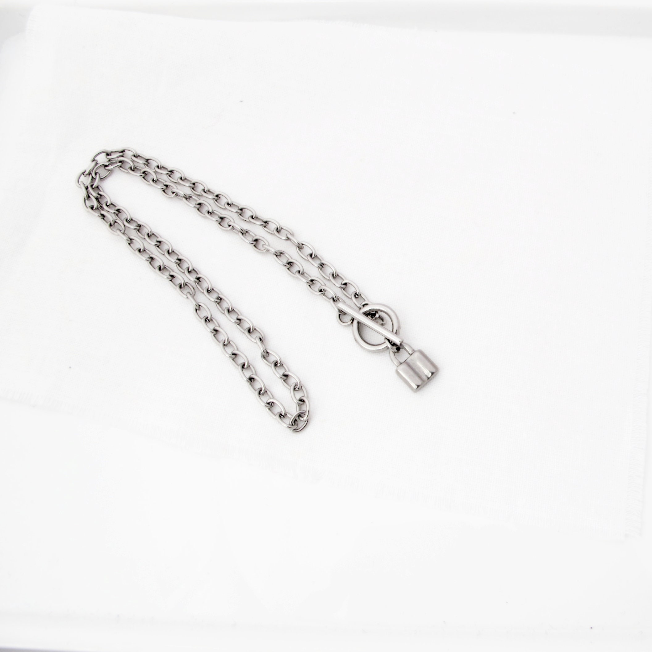 Padlock Choker Chain Choker Padlock Charm Stainless Steel Etsy
