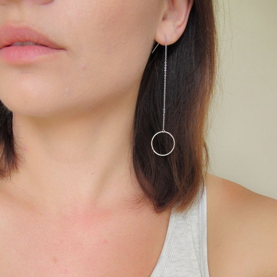 Circle threader earrings stainless steel earrings hoop Etsy