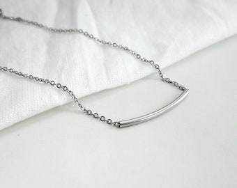 Collier en tube, collier délicat, collier en acier chirurgical, collier de chaîne, collier en couches, collier minimaliste, collier en couches