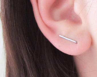 Ear climbers, basic ear pins, stainless steel, surgical steel 316L, bar earrings, minimalist, for her, a gift, for him, christmas gift