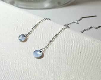 Disc threader earrings, surgical steel earrings, stainless steel earrings, chain earrings, a gift